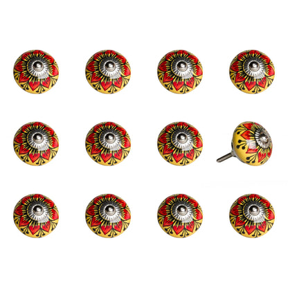 1.5" X 1.5" X 1.5" Ceramic Metal Multicolor 12 Pack Knob