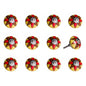 Set of Twelve Red And Yellow Floral Ceramic Drawer Pull Knobs