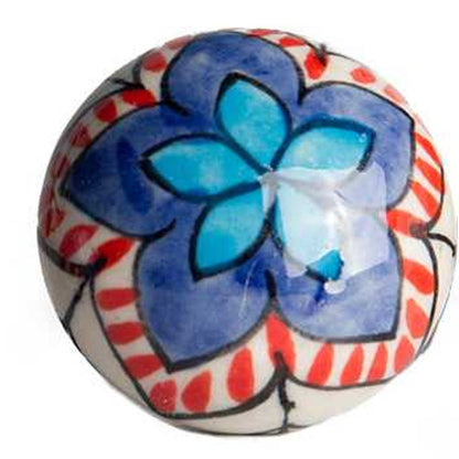 Set of Twelve Blue And White Floral Ceramic Drawer Pull Knobs