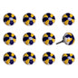 Set of Twelve Blue And Yellow Floral Ceramic Drawer Pull Knobs