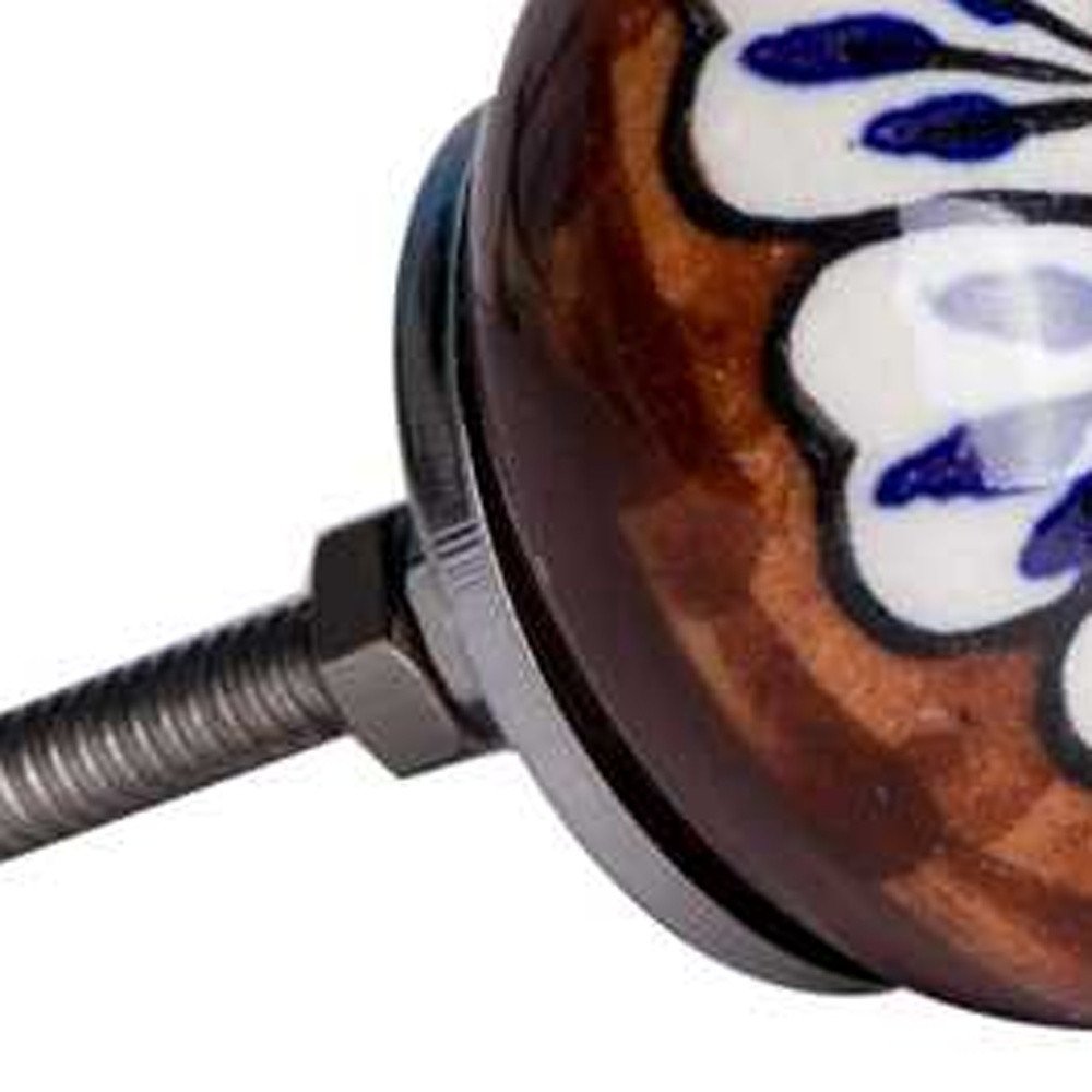Set of Twelve Blue And White Floral Ceramic Drawer Pull Knobs