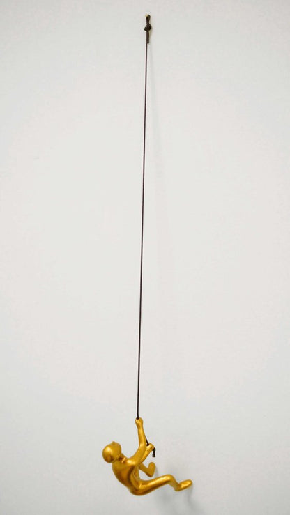 6" X 3" Gold Resin Climbing Man Hanging Dimensional Sculpture