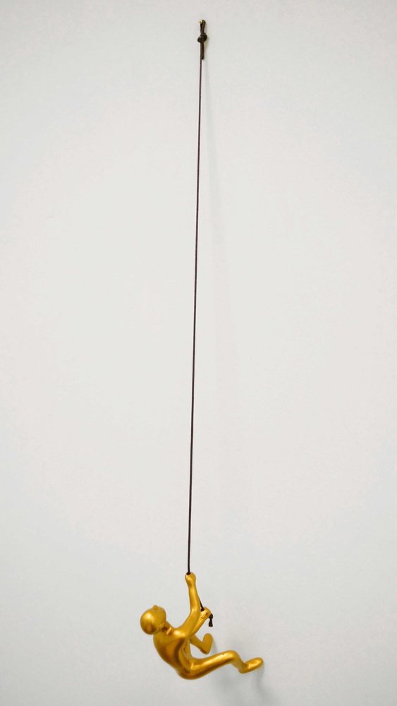 6" X 3" Gold Resin Climbing Man Hanging Dimensional Sculpture