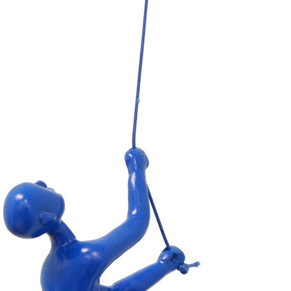 6" Blue Unique Climbing Man With Rope Wall Art