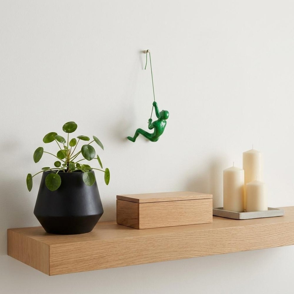 6" X 3" Green Resin Climbing Man Hanging Dimensional Sculpture