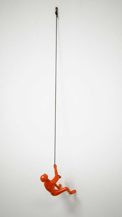 6" X 3" Orange Resin Climbing Man Hanging Dimensional Sculpture