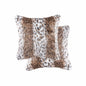 Set of Two 18" Brown White And Black Faux Fur Throw Pillows