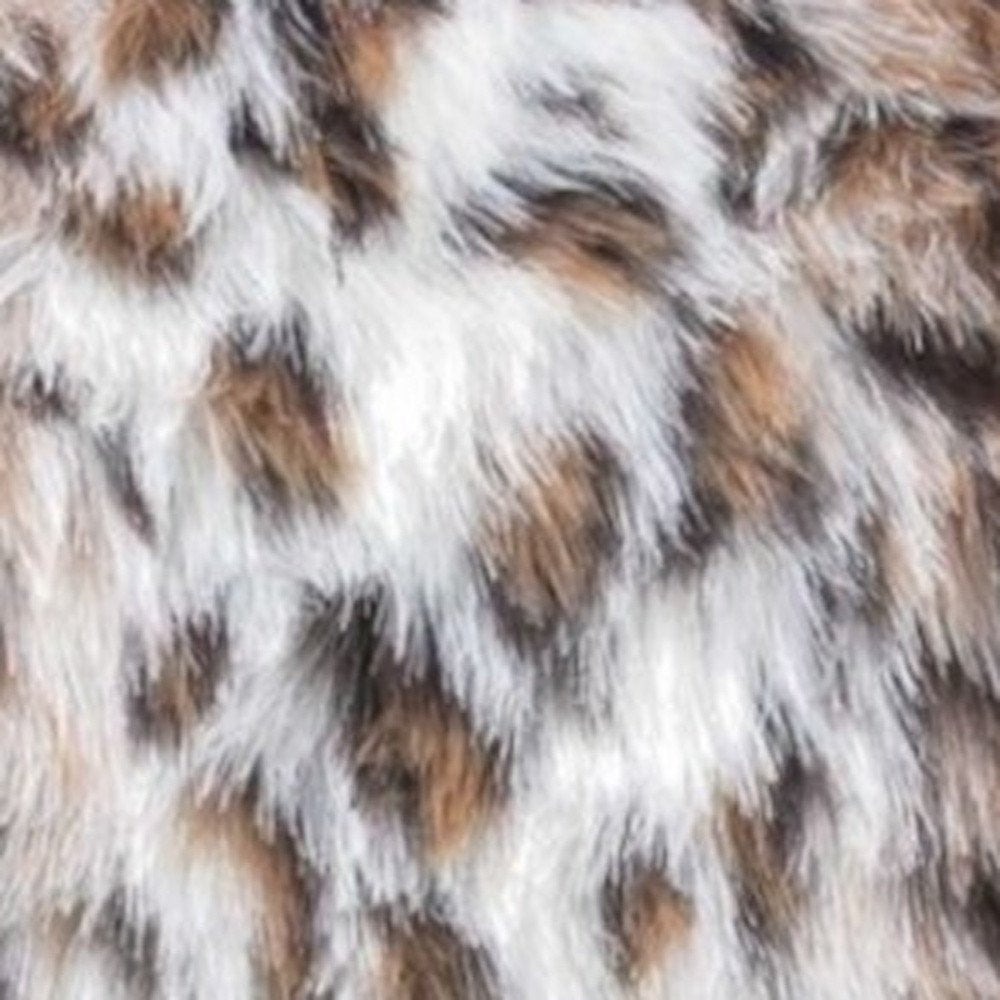 Set of Two 18" Brown White And Black Faux Fur Throw Pillows