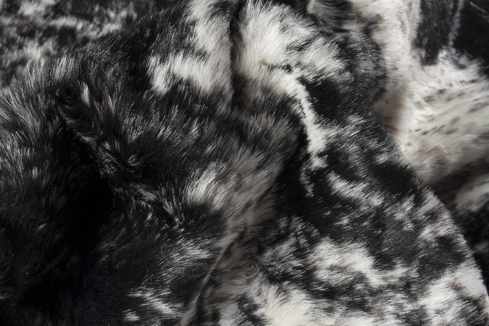 4' X 5' Black And White Faux Fur Animal Print Cowhide Washable Area Rug
