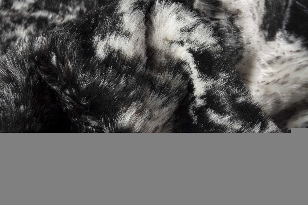 4' X 5' Black And White Faux Fur Animal Print Cowhide Washable Area Rug