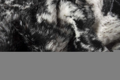 4' X 5' Black And White Faux Fur Animal Print Cowhide Washable Area Rug