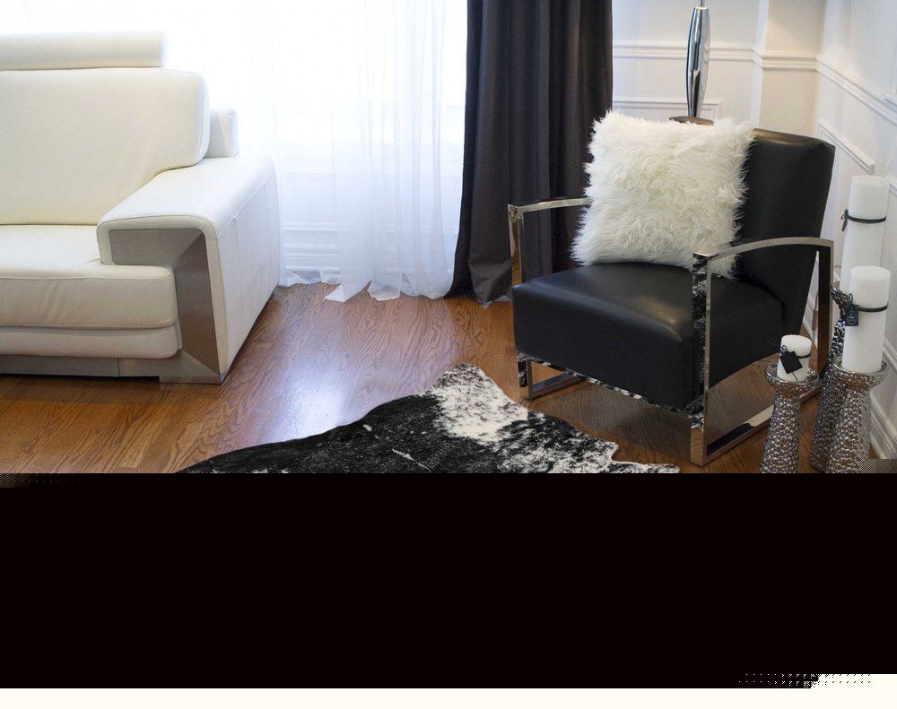 4' X 5' Black And White Faux Fur Animal Print Cowhide Washable Area Rug