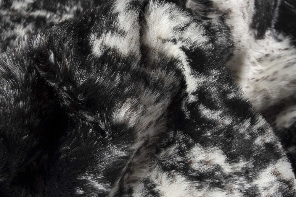 5' X 8' Black And White Faux Fur Animal Print Cowhide Washable Area Rug