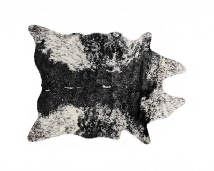 5' X 8' Black And White Faux Fur Animal Print Cowhide Washable Area Rug
