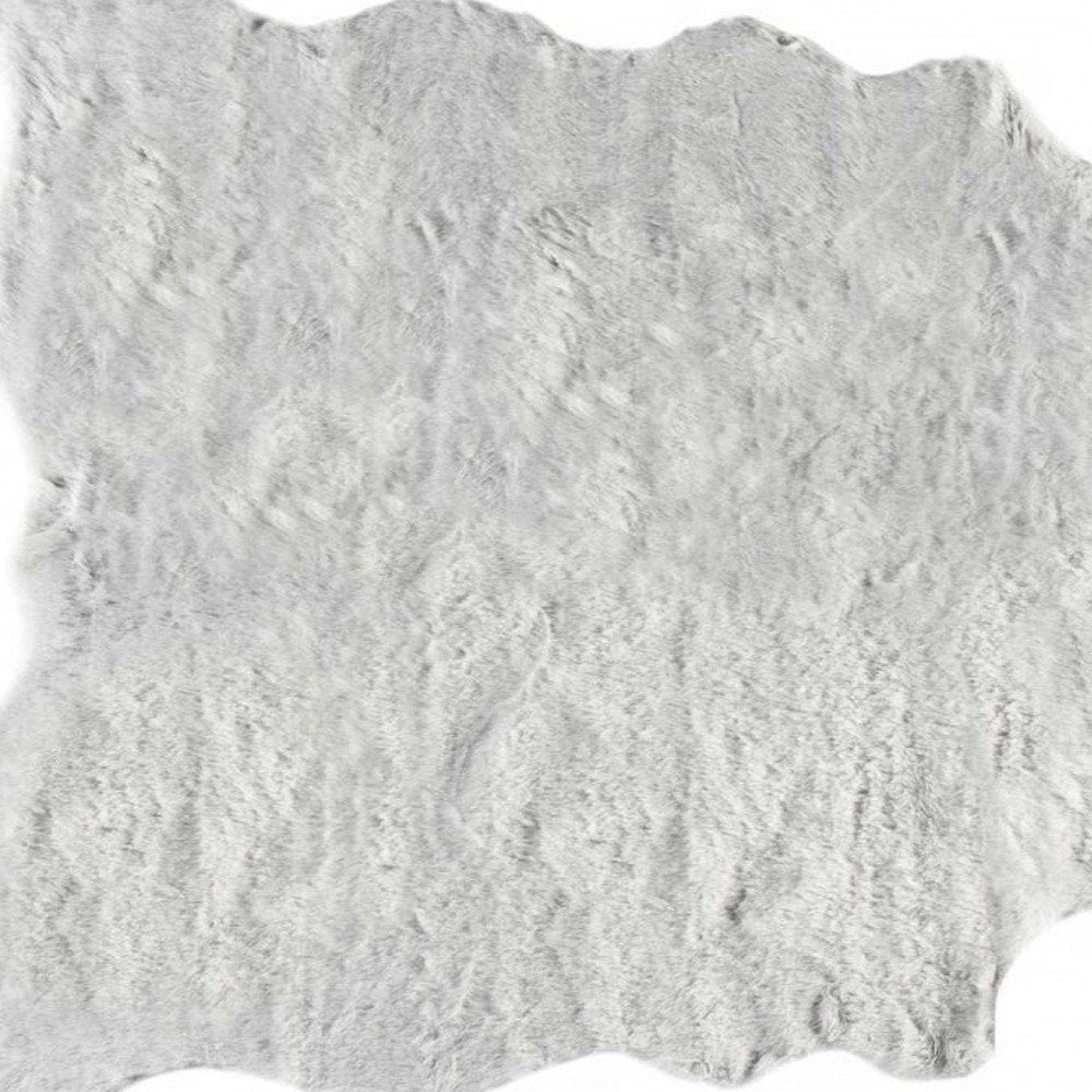 4' X 5' Gray Faux Fur Washable Area Rug