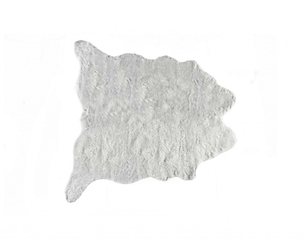 5' X 8' Gray Faux Fur Washable Area Rug