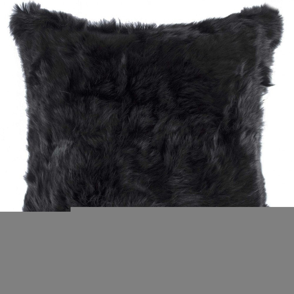 18" Black Wool Throw Pillow