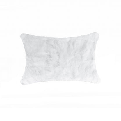 5" X 12" X 20" 100% Natural Rabbit Fur White Pillow