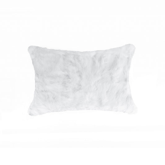 5" X 12" X 20" 100% Natural Rabbit Fur White Pillow