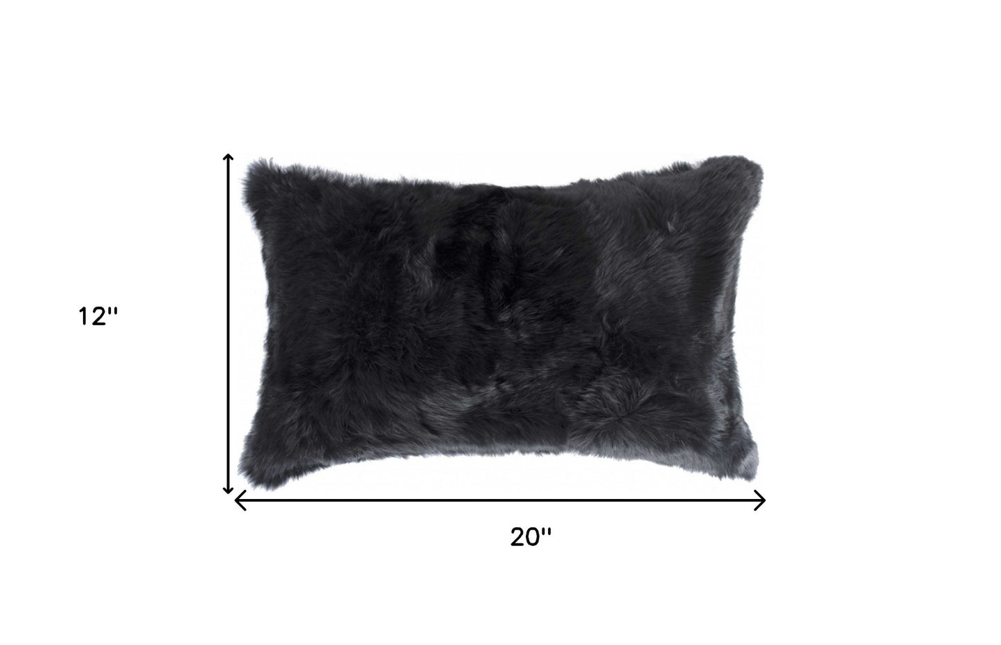 12" X 20" Black Wool Throw Pillow