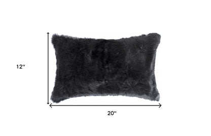 12" X 20" Black Wool Throw Pillow