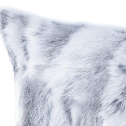 5" X 12" X 20" 100% Natural Rabbit Fur Grey Pillow