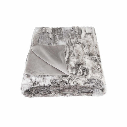 50" X 60" Gray Rabbit Fur Throw Blanket