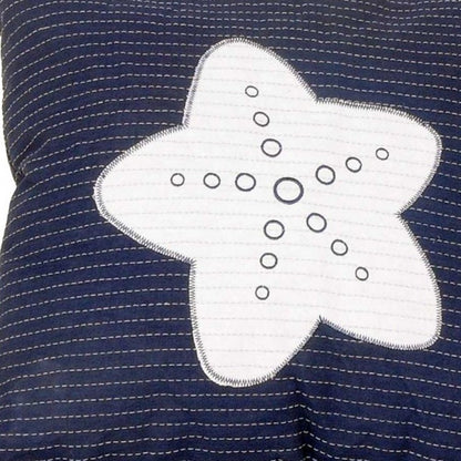 17" Blue and White Linen Throw Pillow