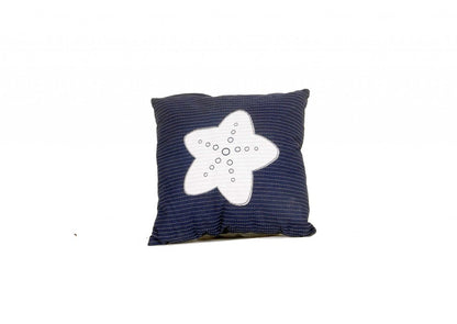 17" Blue and White Linen Throw Pillow