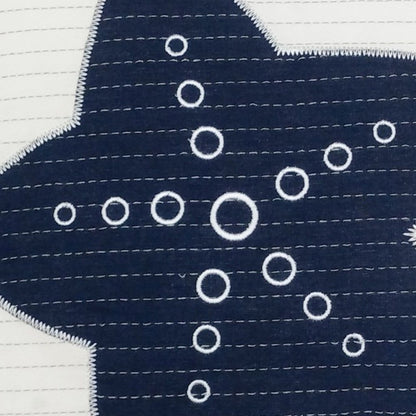 17" Blue and White Linen Throw Pillow