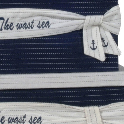 Set of Three Blue And White Fabric Organizing Box With Lid