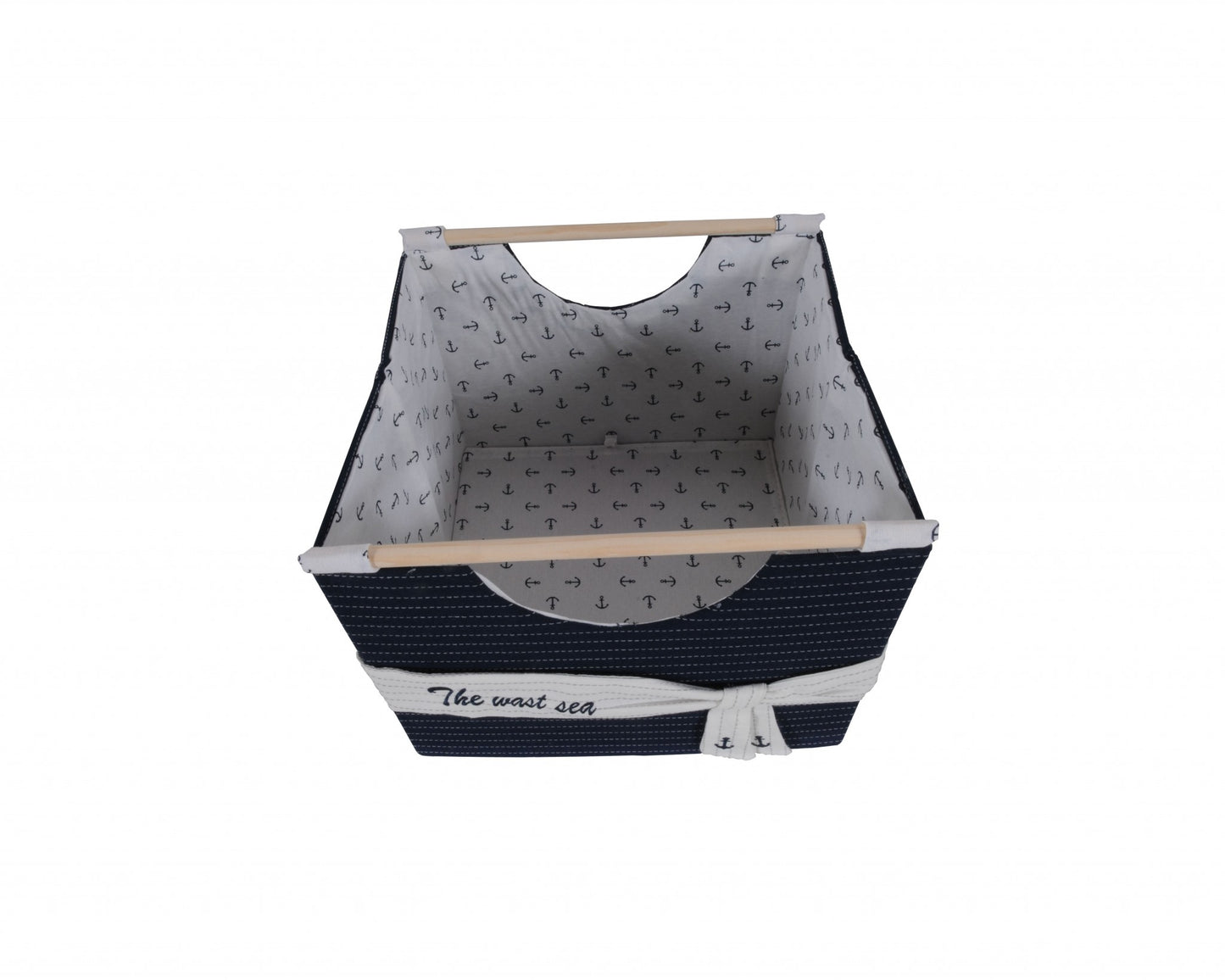 12" X 12.5" X 9.5" White Blue Foldable Fabric  Basket Set Of 3