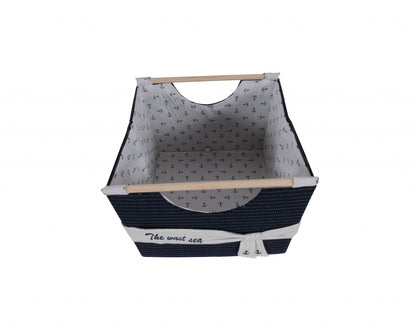 12" X 12.5" X 9.5" White Blue Foldable Fabric  Basket Set Of 3