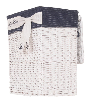 14" X 17.5" X 19.5" White blue rectangular willow Basket Set Of 5