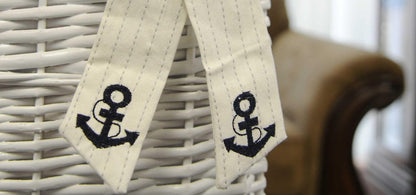Set of Five Blue And White Rattan Basket