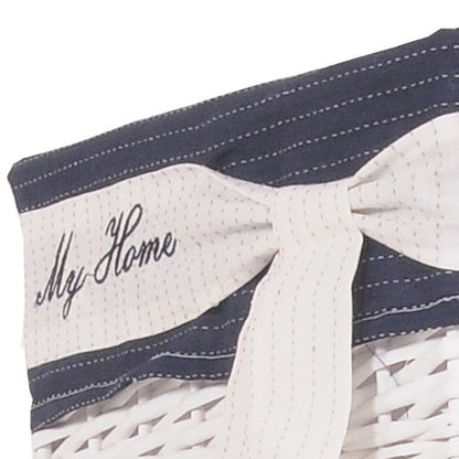 Set of Five Blue And White Rattan Basket