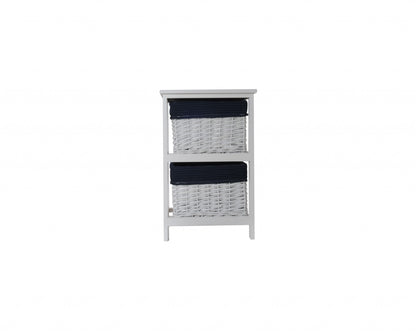 12.5" X 16" X 25" White Blue  Portable 2 Drawers