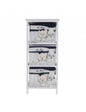 12.5" X 16" X 35.5" White Blue  Portable 3 Drawers