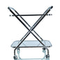 26" Silver Metal and Glass Rolling Bar Cart