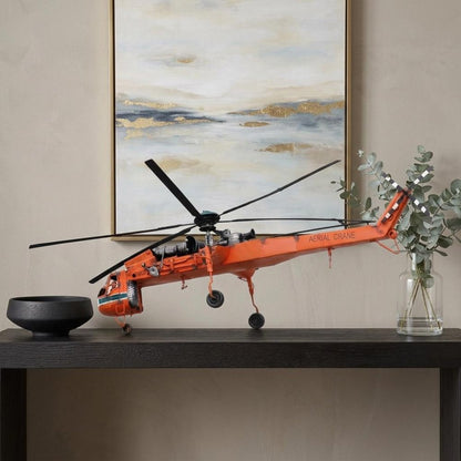 12" Orange Metal Hand Painted Model Airplane Tabletop Sculpture