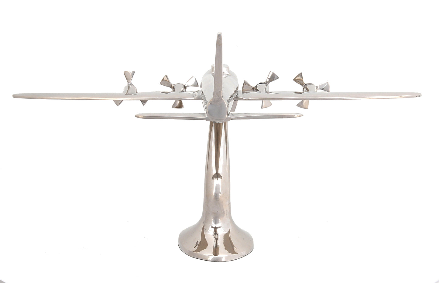 11" Nickel Metal Hand Painted Model Airplane Tabletop Sculpture