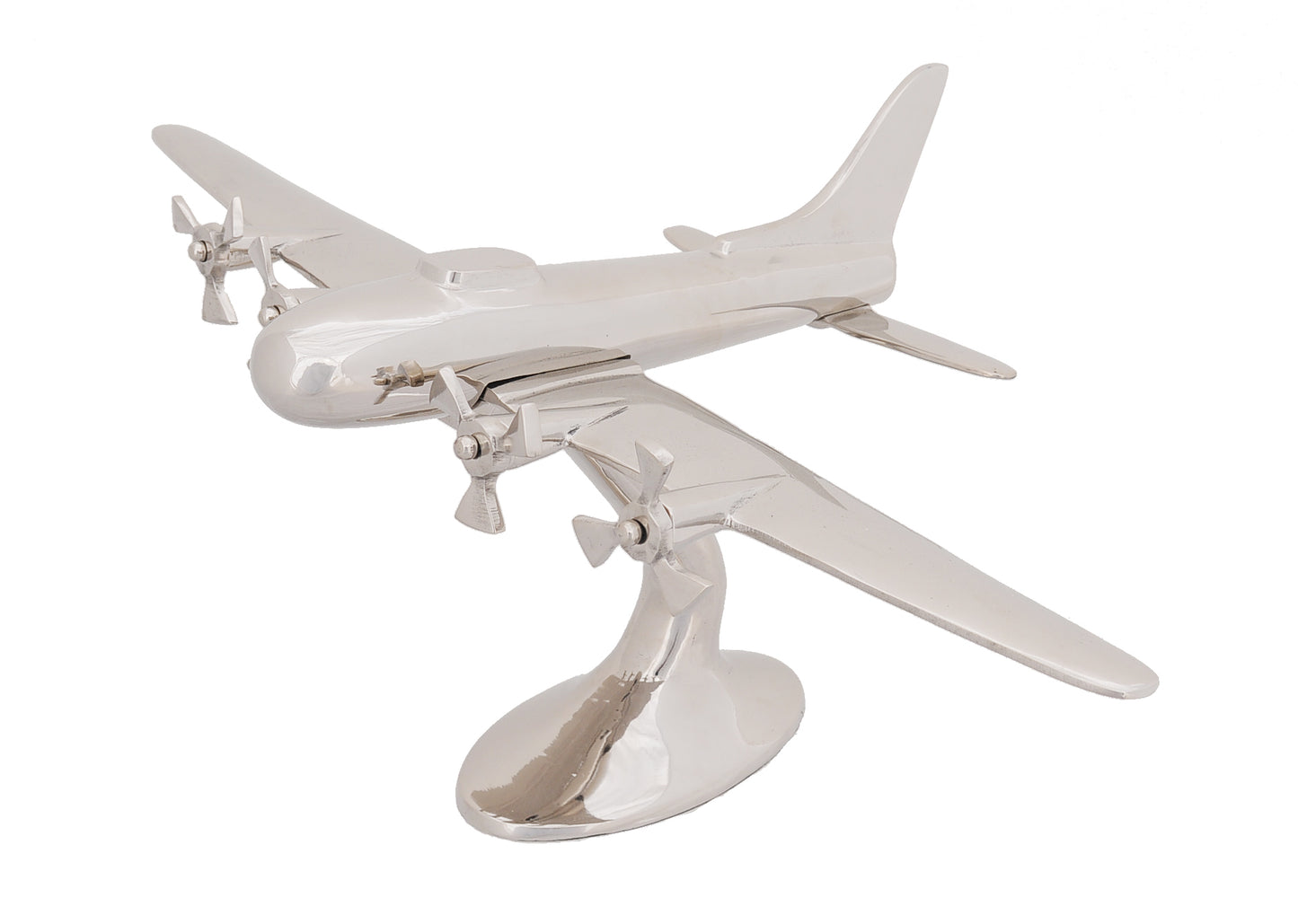 11" Nickel Metal Hand Painted Model Airplane Tabletop Sculpture