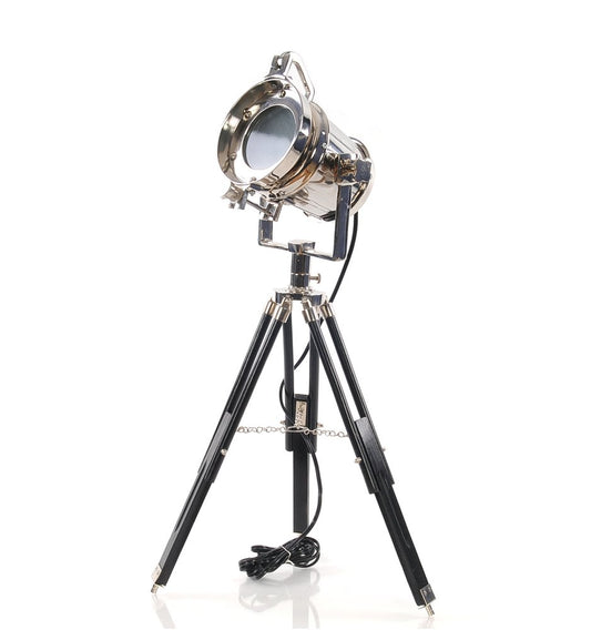 Silver Metal Tripod Floor Lamp With Metal Shade