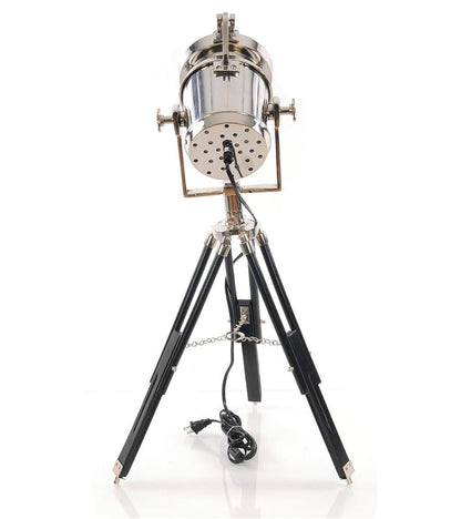Silver Metal Tripod Floor Lamp With Metal Shade
