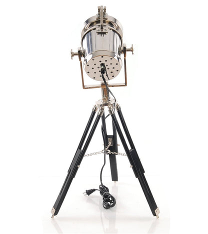 Silver Metal Tripod Floor Lamp With Metal Shade