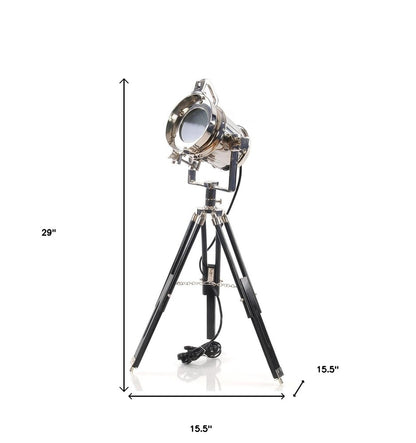 Silver Metal Tripod Floor Lamp With Metal Shade