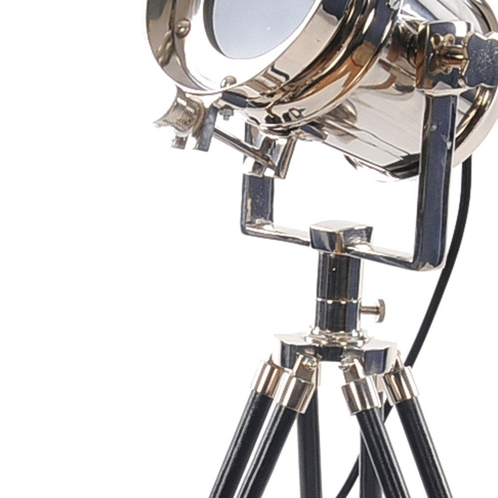 Silver Metal Tripod Floor Lamp With Metal Shade