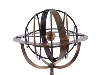 25" X 25" X 45.75" Brass Armillary With Wood Stand