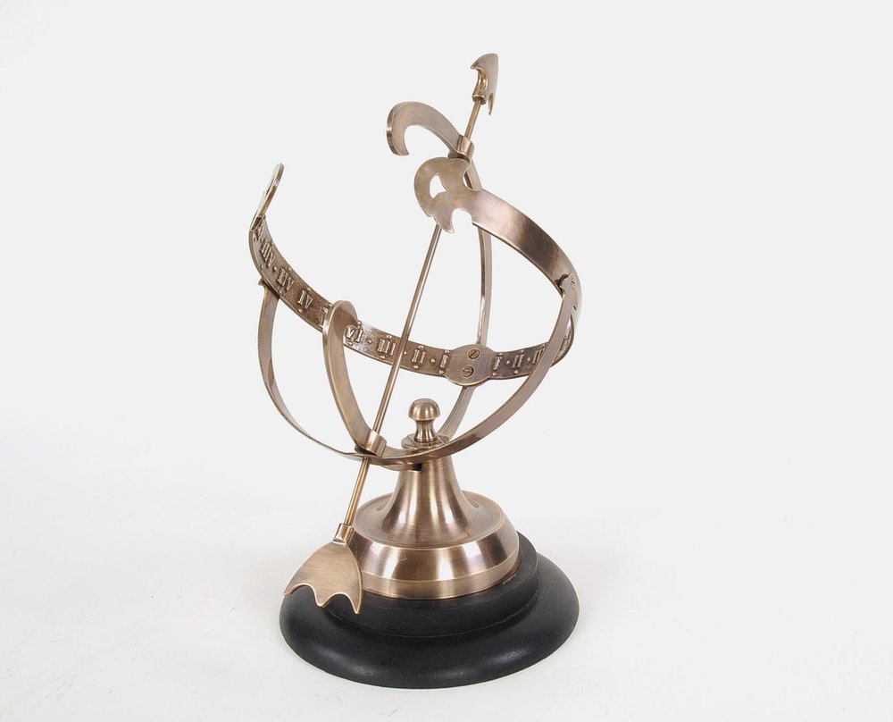 14" Brass And Black Metal Hand Painted Figurine Tabletop Sculpture