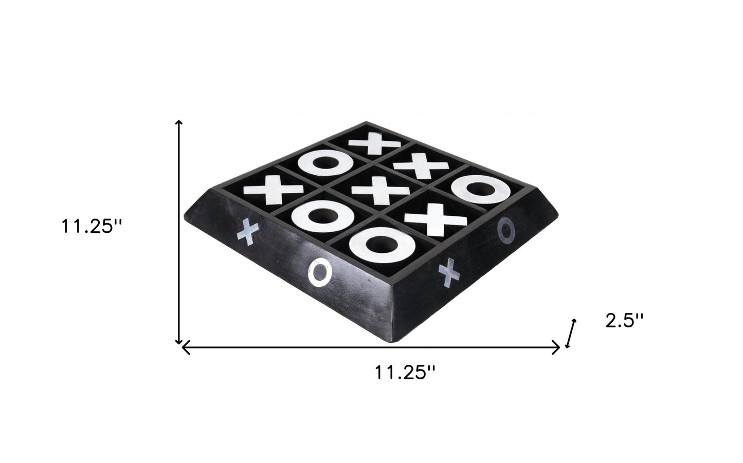 Nickel And Dark Wood Tic Tac Toe Game Sculpture